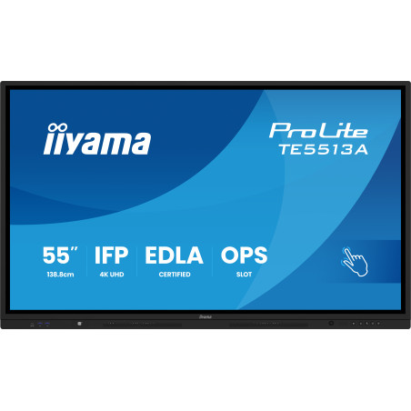 iiyama TE5513A-B3AG visualizzatore di messaggi Pannello piatto interattivo 138,7 cm (54.6") LCD Wi-Fi 500 cd m² 4K Ultra HD
