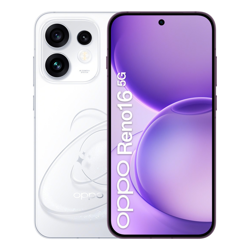 OPPO Reno16 5G AI Smartphone, Tripla fotocamera 50+50+50MP, Selfie 50MP, Display 6.32” 120HZ AMOLED FHD+, 6000mAh, RAM