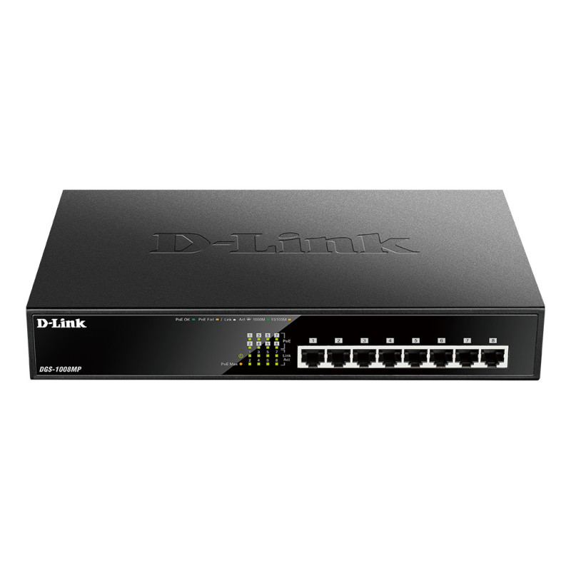 D-Link DGS-1008MP switch di rete Non gestito Gigabit Ethernet (10/100/1000) Supporto Power over Ethernet (PoE) 1U Nero D-Link DGS-1008MP switch di rete Non gestito Gigabit Ethernet (10/100/1000) Supporto Power over Ethernet (PoE) 1U Nero