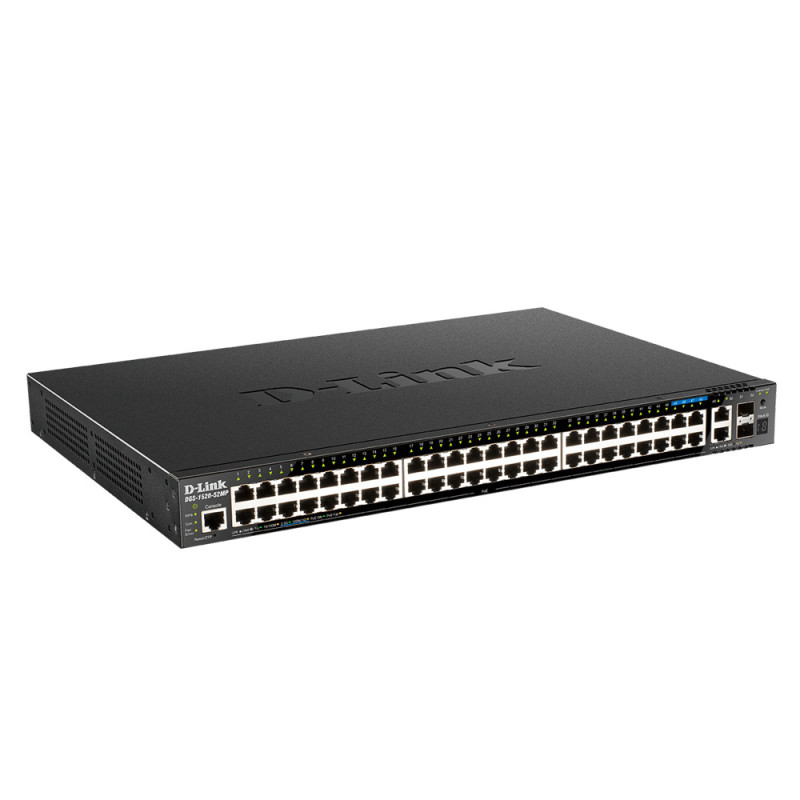 D-Link DGS-1520-52MP Gestito L3 Gigabit Ethernet (10/100/1000) Supporto Power over Ethernet (PoE) 1U Nero D-Link DGS-1520-52MP Gestito L3 Gigabit Ethernet (10/100/1000) Supporto Power over Ethernet (PoE) 1U Nero