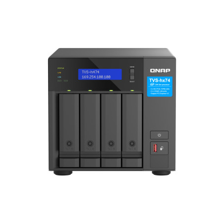 QNAP TVS-H474 NAS Tower Intel® Core™ i3 i3-12100 8 GB DDR4 0 TB QuTS hero Nero