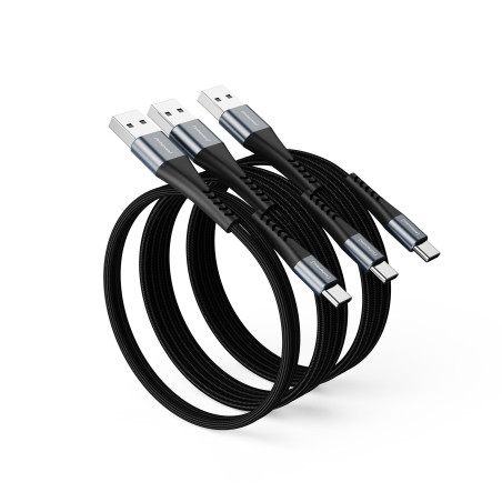 Intenso CHARGING DATA CABLE A60C MIX 3PCS PACK ZWART cavo USB USB A USB C Nero