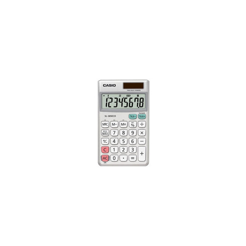 Casio SL-305ECO calcolatrice Tasca Calcolatrice di base Argento, Bianco Casio SL-305ECO calcolatrice Tasca Calcolatrice di base Argento, Bianco