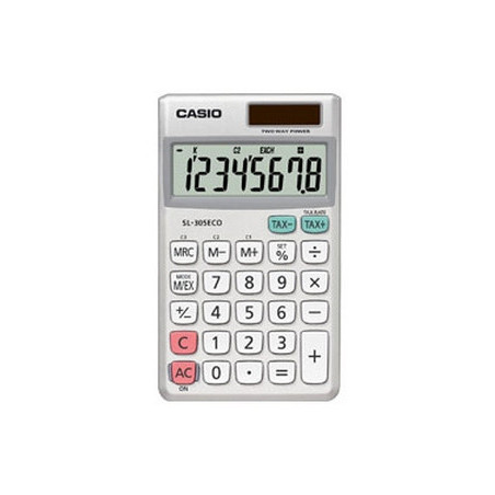 Casio SL-305ECO calcolatrice Tasca Calcolatrice di base Argento, Bianco
