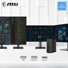 MSI Pro MAX EDGE AI+ 11M-005EU Copilot+ PC AMD Ryzen AI Max+ 395 128 GB LPDDR5x-SDRAM 2 TB SSD Windows 11 Pro Mini PC PC Nero