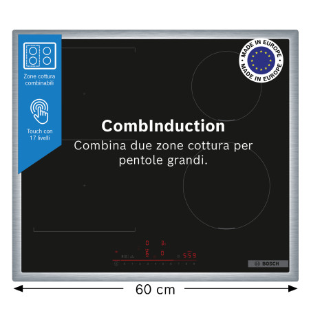 Bosch Serie 6 PVS645HB1E Piano cottura a induzione 60 cm CombInduction Nero