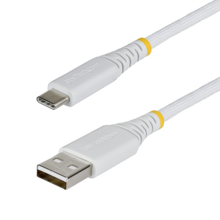StarTech.com Cavo di Ricarica USB-A a USB-C da 3m Bianco, 15W (3A), Guaina con Doppio Strato Intrecciato in Nylon TPE, Robusto
