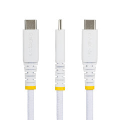 StarTech.com Cavo di Ricarica USB-A a USB-C da 3m Bianco, 15W (3A), Guaina con Doppio Strato Intrecciato in Nylon TPE, Robusto
