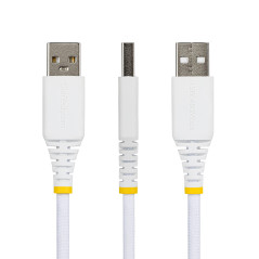 StarTech.com Cavo di Ricarica USB-A a USB-C da 2m Bianco, 15W (3A), Guaina con Doppio Strato Intrecciato in Nylon TPE, Robusto