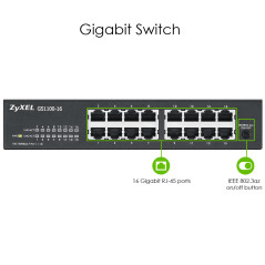 Zyxel GS1100-16 Non gestito Gigabit Ethernet (10 100 1000) Nero