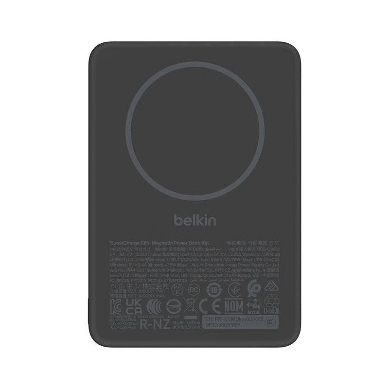Belkin BPD015HQBK batteria portatile Carica wireless Nero Belkin BPD015HQBK batteria portatile Carica wireless Nero