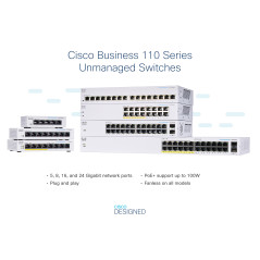 Cisco CBS110 Non gestito L2 Gigabit Ethernet (10 100 1000) Supporto Power over Ethernet (PoE) 1U Grigio