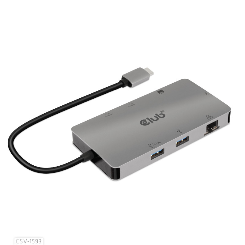 CLUB3D CSV-1593 replicatore di porte e docking station per laptop USB 3.2 Gen 1 (3.1 Gen 1) Type-C Metallico
