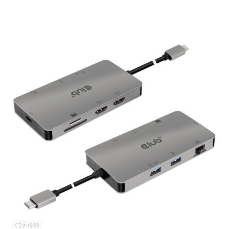 CLUB3D CSV-1593 replicatore di porte e docking station per laptop USB 3.2 Gen 1 (3.1 Gen 1) Type-C Metallico
