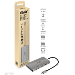 CLUB3D CSV-1593 replicatore di porte e docking station per laptop USB 3.2 Gen 1 (3.1 Gen 1) Type-C Metallico
