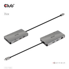 CLUB3D CSV-1593 replicatore di porte e docking station per laptop USB 3.2 Gen 1 (3.1 Gen 1) Type-C Metallico