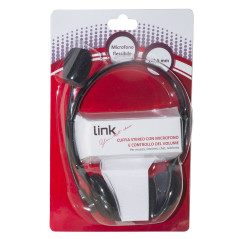 LINK Cuffia Con Microfono Orientabile, Connettore 1 X 3,5 Mm E Controllo Volume