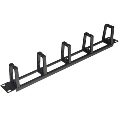 LINK Listello Guidacavi Forato Per Armadi 19" (1 Unita') Nero Con 5 Ganci