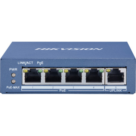 Hikvision DS-3E0505P-E M switch di rete Non gestito L2 Gigabit Ethernet (10 100 1000) Supporto Power over Ethernet (PoE) 1U Blu