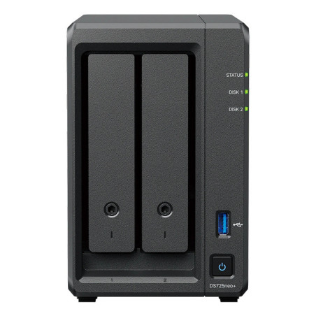 Synology DiskStation DS725NEO+ server NAS e di archiviazione Compatta Ryzen Embedded R1600 4 GB DDR4 0 TB DSM Nero