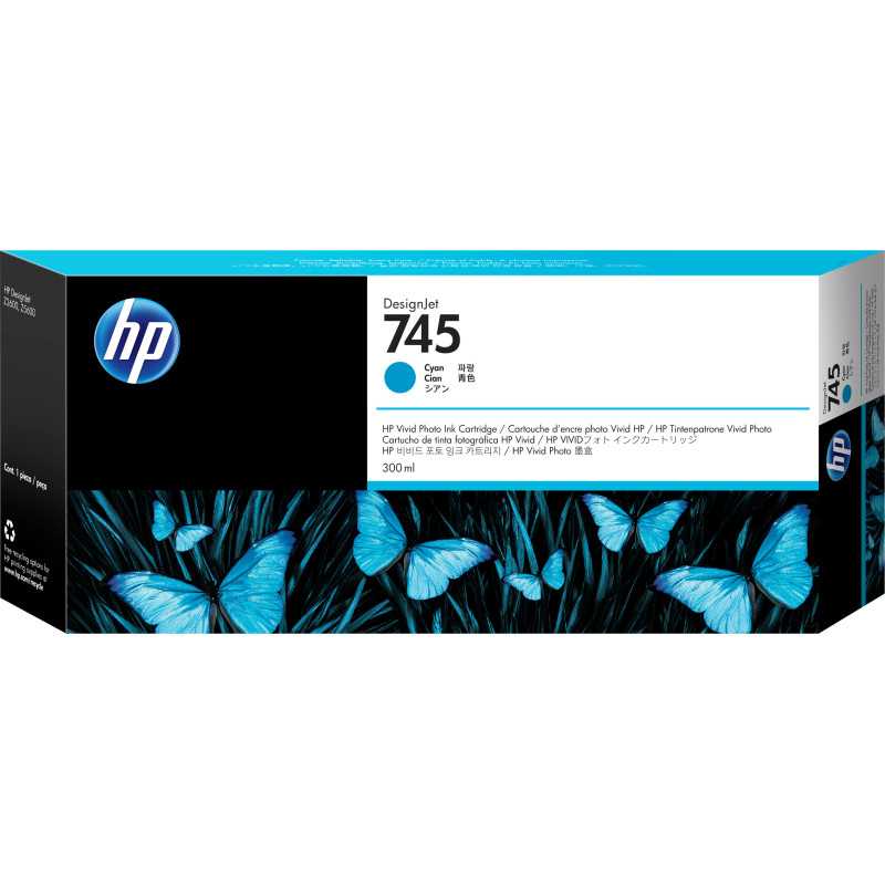 HP Cartuccia Inchiostro Ciano DesignJet 745, 300 ml HP Cartuccia Inchiostro Ciano DesignJet 745, 300 ml