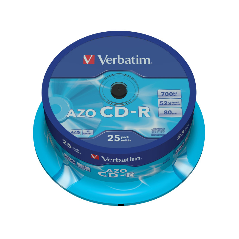 Verbatim CD-R AZO Crystal 700 MB 52x 25 pz Verbatim CD-R AZO Crystal 700 MB 52x 25 pz