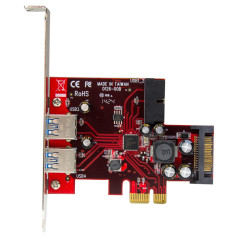 StarTech.com Scheda Espansione PCI Express USB 3.0 a 4 porte - 2 interne, 2 esterne - Adattatore PCIe alimentato SAT PEXUSB3S2EI