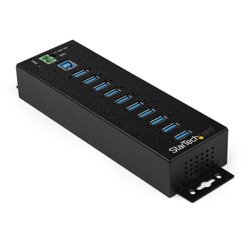 StarTech.com Hub USB 3.0 industriale a 10 porte con adattatore di alimentazione - Protezione contro le sovratensioni  HB30A10AME