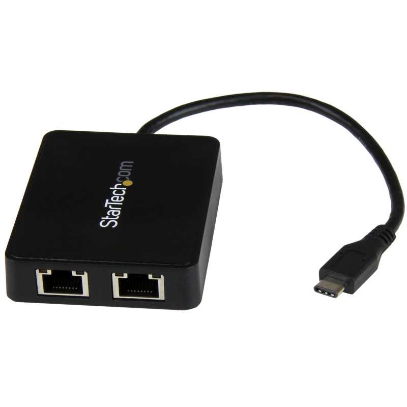 StarTech.com Adattatore di Rete USB-C a doppia uscita Ethernet Gigabit con porta USB tipo-A US1GC301AU2R