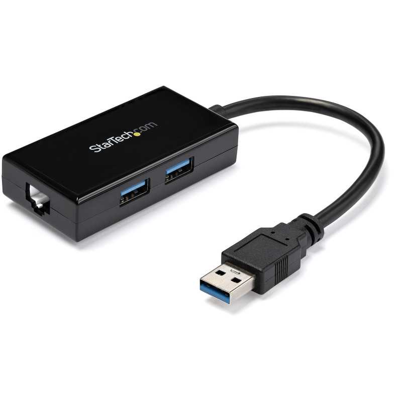 StarTech.com Adattatore USB 3.0 a Ethernet Gigabit con Hub USB a 2 porte incorporato USB31000S2H