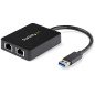 StarTech.com Adattatore USB 3.0 a doppia porta Ethernet Gigabit (RJ45) NIC con porta USB integrata USB32000SPT