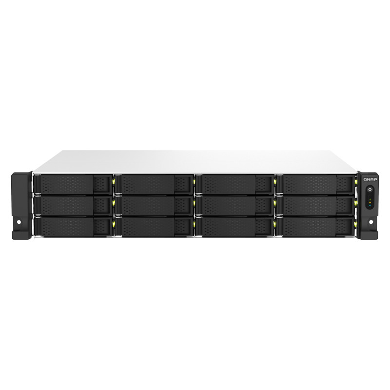 QNAP TS-1264U-RP NAS Armadio (2U) Intel® Celeron® 8 GB DDR4 0 TB QNAP QTS Alluminio, Nero QNAP TS-1264U-RP NAS Armadio (2U) Intel® Celeron® 8 GB DDR4 0 TB QNAP QTS Alluminio, Nero