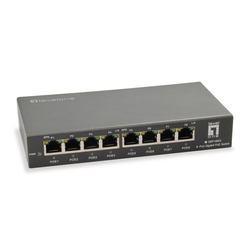 LevelOne GEP-0823 switch di rete Gigabit Ethernet (10/100/1000) Supporto Power over Ethernet (PoE) Nero LevelOne GEP-0823 switch di rete Gigabit Ethernet (10/100/1000) Supporto Power over Ethernet (PoE) Nero