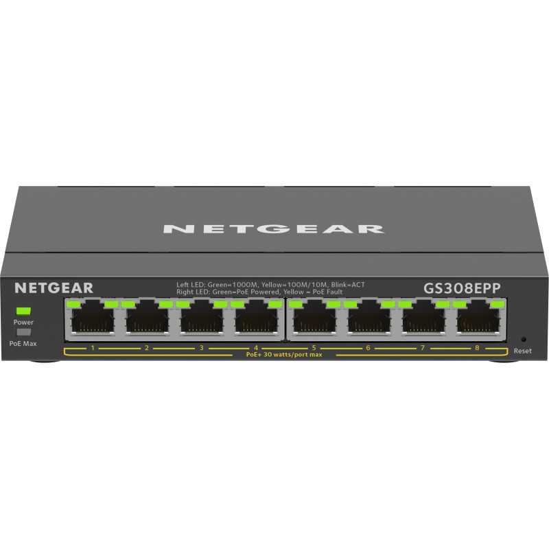 NETGEAR 8-Port Gigabit Ethernet High-Power PoE+ Plus Switch (GS308EPP) Gestito L2/L3 Gigabit Ethernet (10/100/10 GS308EPP-100PES