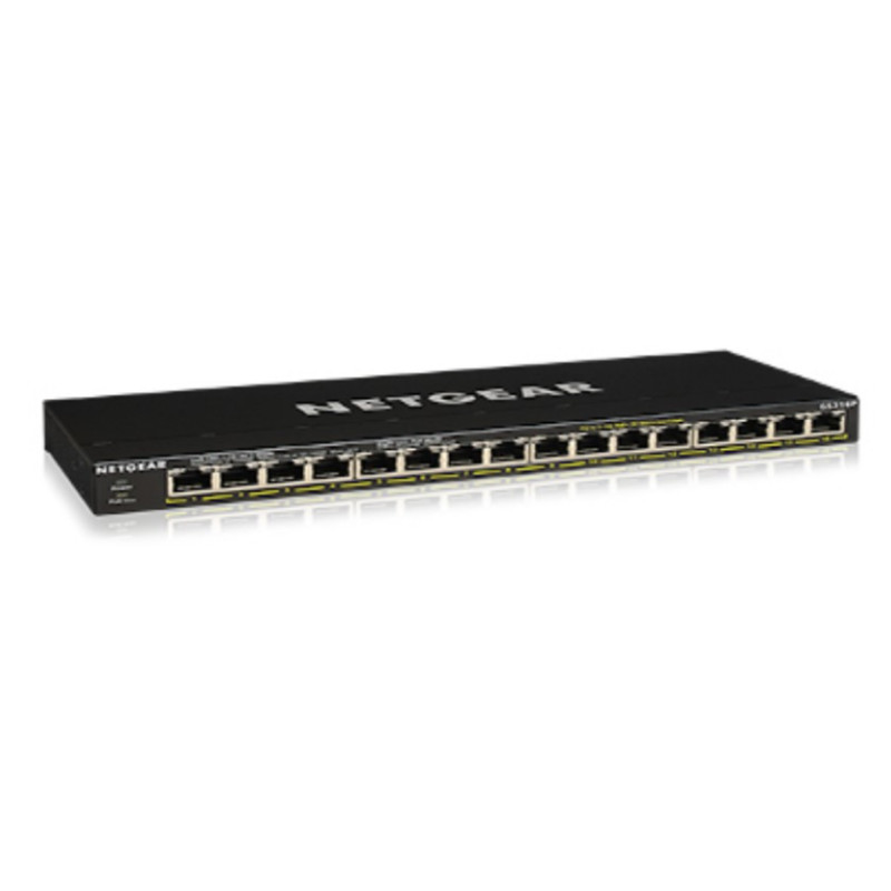 NETGEAR GS316P Non gestito Gigabit Ethernet (10/100/1000) Supporto Power over Ethernet (PoE) Nero NETGEAR GS316P Non gestito Gigabit Ethernet (10/100/1000) Supporto Power over Ethernet (PoE) Nero