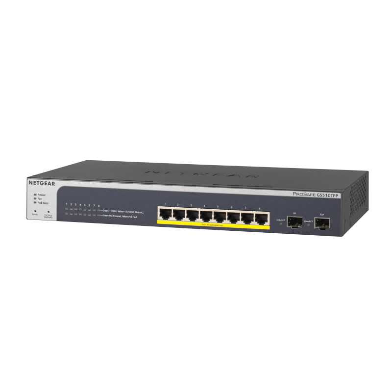 NETGEAR GS510TPP Gestito L2/L3/L4 Gigabit Ethernet (10/100/1000) Supporto Power over Ethernet (PoE) Nero GS510TPP-100EUS
