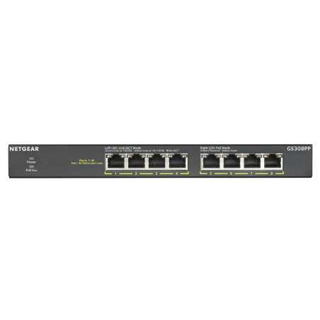 NETGEAR GS308PP Non gestito Gigabit Ethernet (10/100/1000) Supporto Power over Ethernet (PoE) Nero GS308PP-100EUS