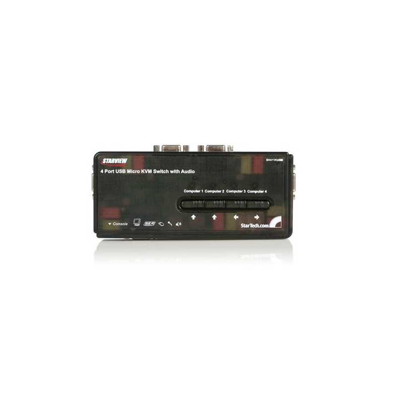 StarTech.com Kit Switch KVM USB con audio e cavi 4 porte, colore nero SV411KUSB