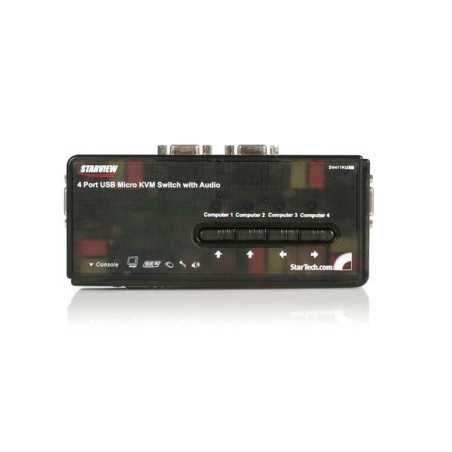 StarTech.com Kit Switch KVM USB con audio e cavi 4 porte, colore nero SV411KUSB