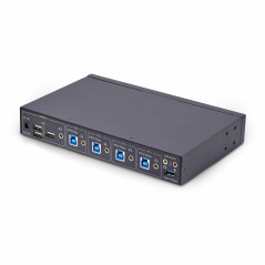 StarTech.com Switch KM a 4 porte con commutazione del mouse, switcher USB per tastiera mouse, audio 3,5 mm USB, Condivisione