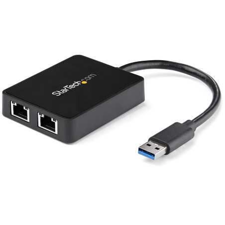 StarTech.com Adattatore USB 3.0 a doppia porta Ethernet Gigabit (RJ45) NIC con porta USB integrata USB32000SPT