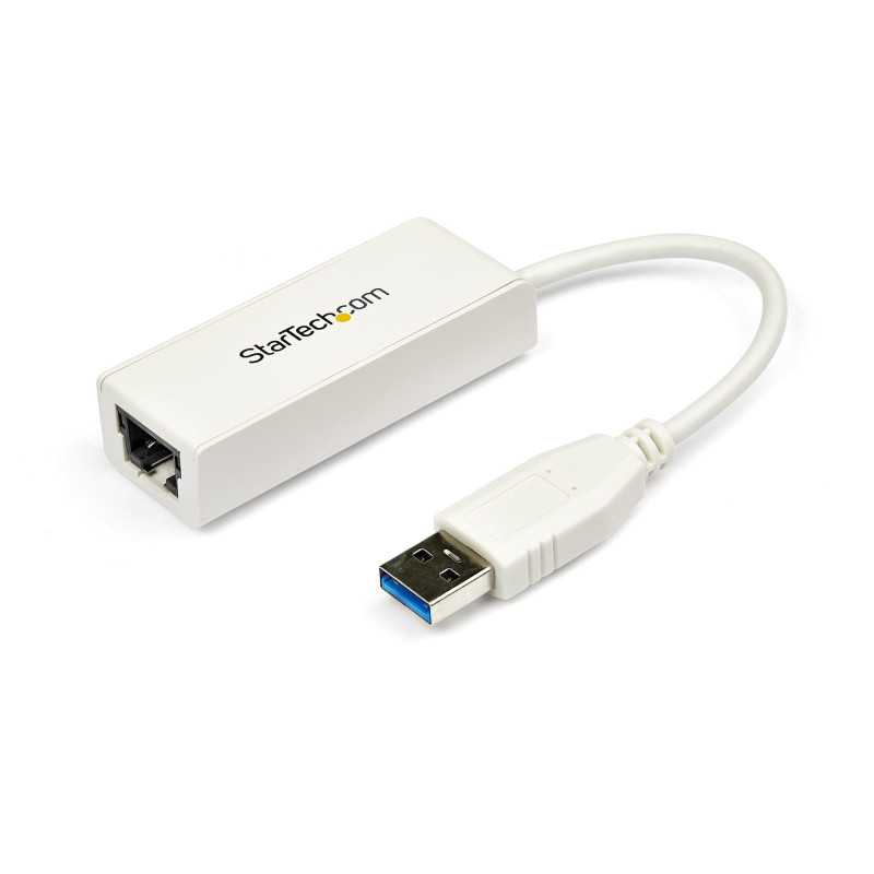 StarTech.com Adattatore di rete NIC USB 3.0 a Ethernet Gigabit RJ45 10/100/1000 Mb/s - M/F Bianco USB31000SW