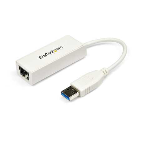 StarTech.com Adattatore di rete NIC USB 3.0 a Ethernet Gigabit RJ45 10/100/1000 Mb/s - M/F Bianco USB31000SW