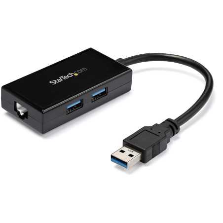StarTech.com Adattatore USB 3.0 a Ethernet Gigabit con Hub USB a 2 porte incorporato USB31000S2H