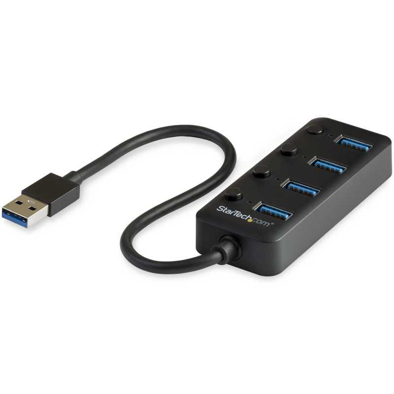StarTech.com Hub USB 3.0 a 4 porte - 4x USB-A con Swith On/Off Individuale HB30A4AIB
