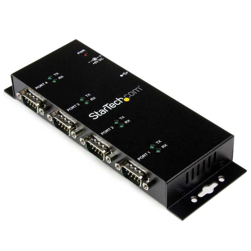 StarTech.com Hub adattatore seriale USB a DB9 RS232 4 porte - Guide DIN industriali e montabile a parete ICUSB2324I