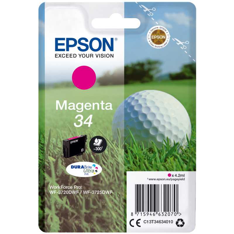 Epson Golf ball Singlepack Magenta 34 DURABrite Ultra Ink C13T34634010