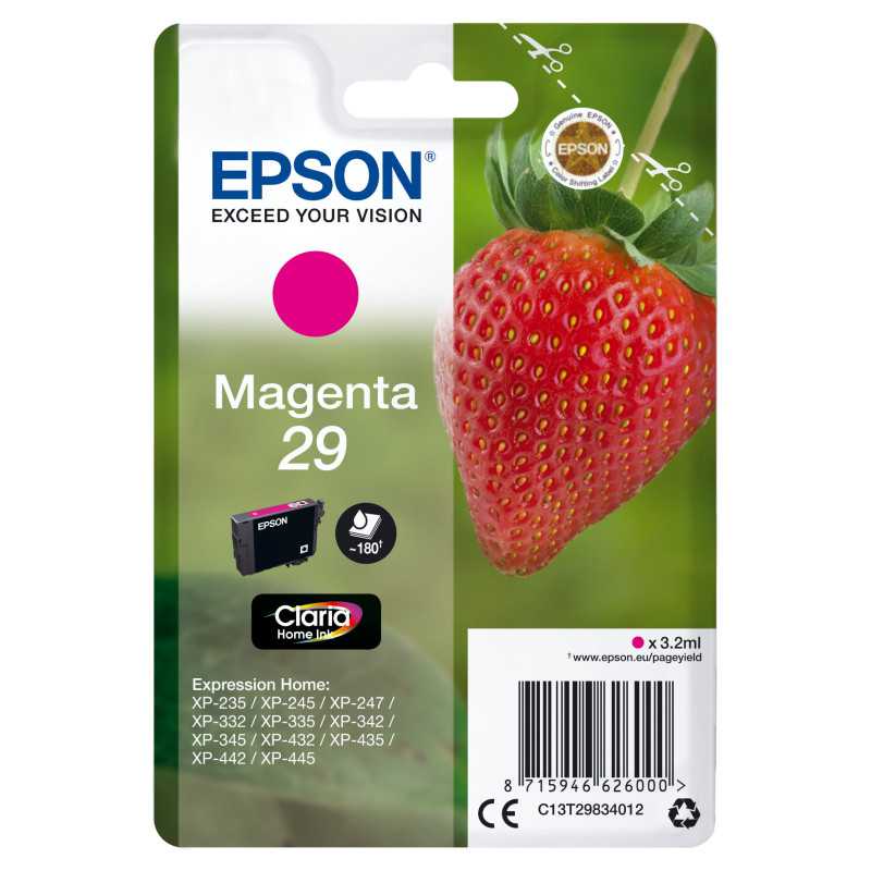 Epson Strawberry Cartuccia Fragole Magenta Inchiostri Claria Home 29 C13T29834022 Epson Strawberry Cartuccia Fragole Magenta Inchiostri Claria Home 29 C13T29834022