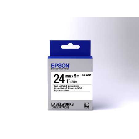 Epson Nastro fondo Standard Bianco per testo Nero 24/09 LK-6WBN C53S656006