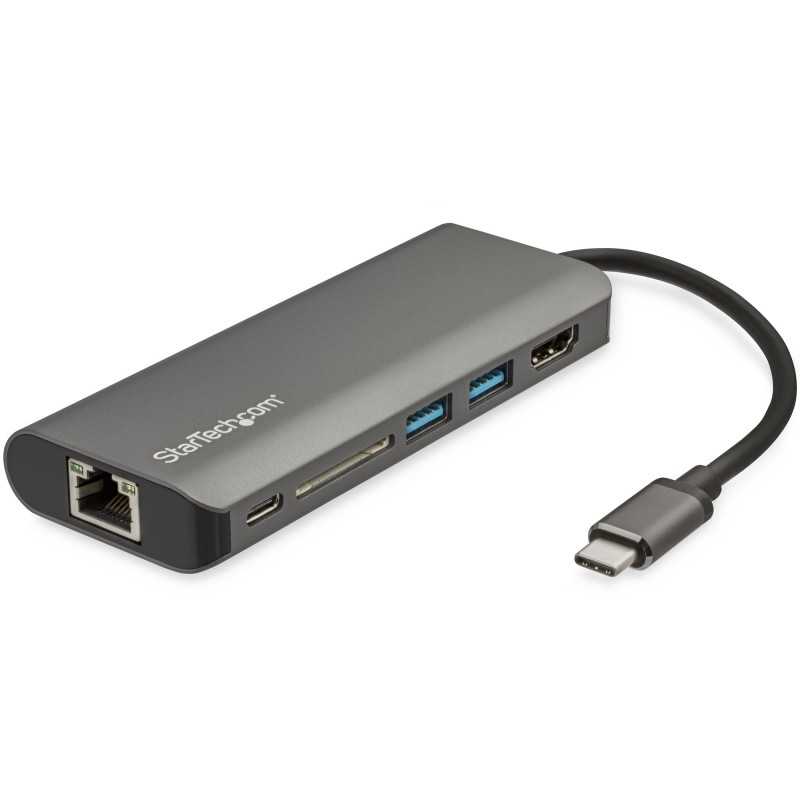 StarTech.com Adattatore multiporta USB-C - Dock da viaggio USB tipo C a HDMI 4K, 3x USB 3.0 hub, SD / SDHC, GbE, pa DKT30CSDHPD3